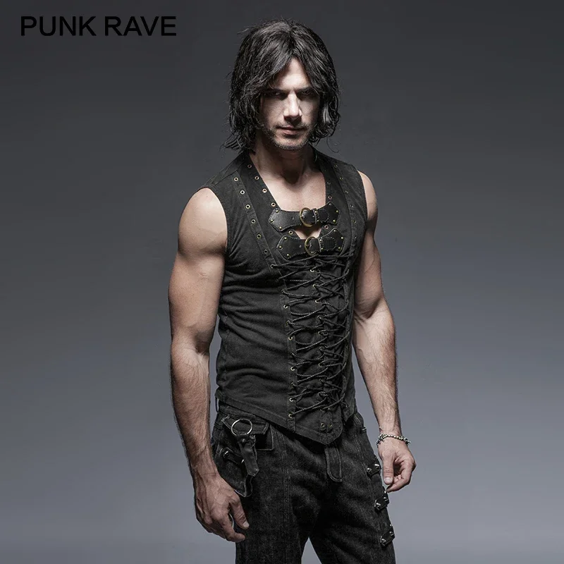 Sleeveless Undershirt - PUNK RAVE negro Punk Rock cinturón