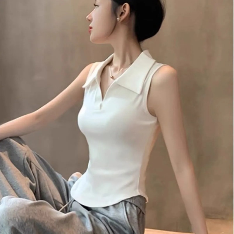Tank Top Ribbed - Top corto de punto acanalado sin